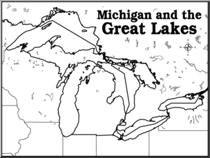 Clip Art: Michigan and the Great Lakes B&W Blank
