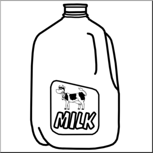 Clip Art: Food Containers: Milk Jug B&W