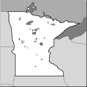 Clip Art: US State Maps: Minnesota Grayscale