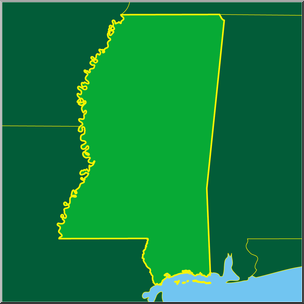 Clip Art: US State Maps: Mississippi Color