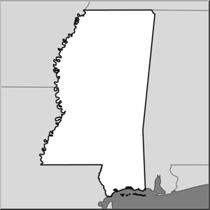 Clip Art: US State Maps: Mississippi Grayscale