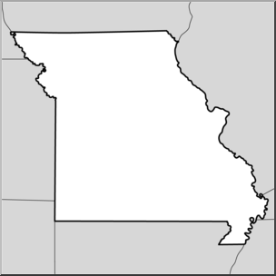 Clip Art: US State Maps: Missouri Grayscale