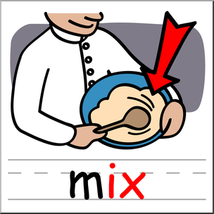 Clip Art: Basic Words: -ix Phonics: Mix Color