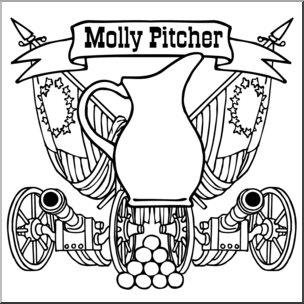 Clip Art: US Folklore: Molly Pitcher B&W