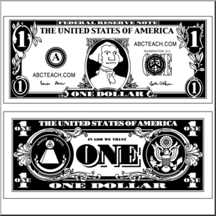 Clip Art: Dollar Bill B&W