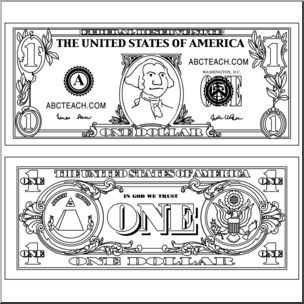 Clip Art: Dollar Bill Outline B&W