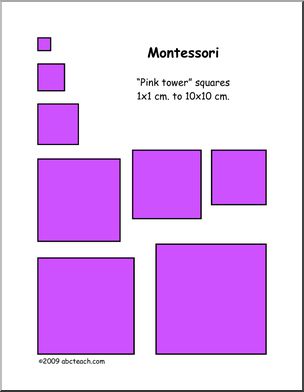 Pink Tower Squares (for Montessori) – thin outline