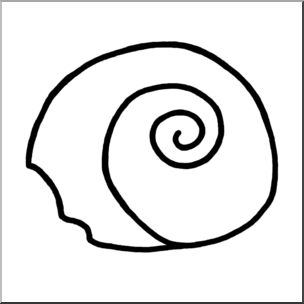 Clip Art: Seashells: Moon Shell B&W