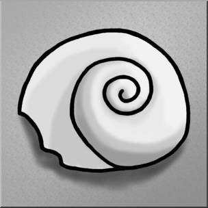 Clip Art: Seashells: Moon Shell Grayscale