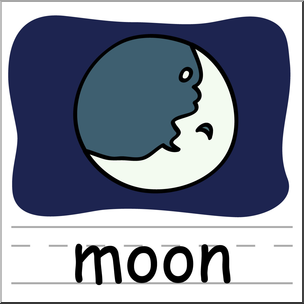 Clip Art: Basic Words: Moon Color Labeled