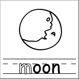 Clip Art: Basic Words: -oon Phonics: Moon B&W
