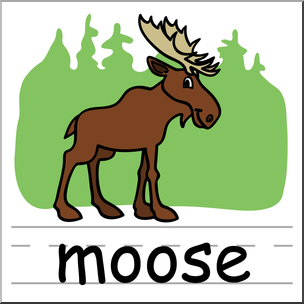 Clip Art: Basic Words: Moose Color Labeled