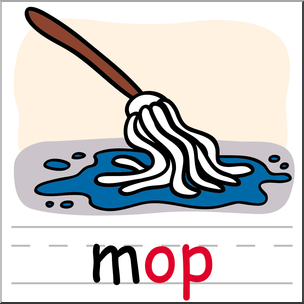 Clip Art: Basic Words: -op Phonics: Mop Color