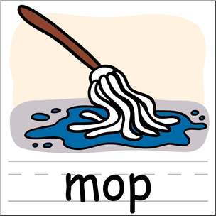 Clip Art: Basic Words: Mop Color Labeled