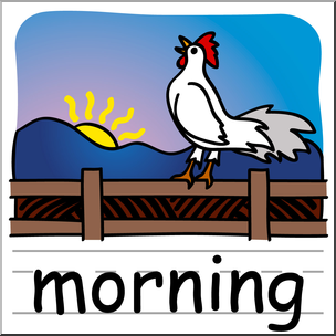Clip Art: Basic Words: Morning Color Labeled
