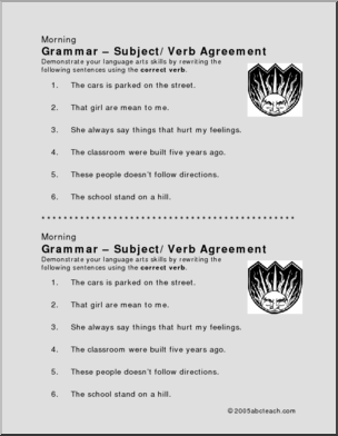Subject/ Verb Agreement Morning Grammar