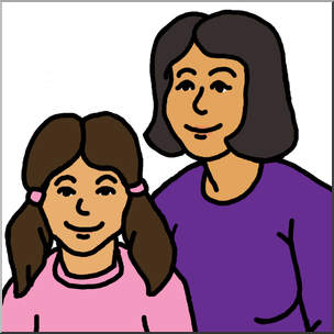 Clip Art: Mother and Daughter Color