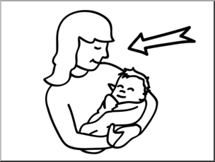 Clip Art: Basic Words: Mother (coloring page)