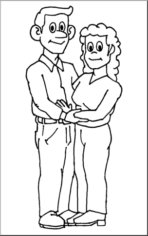 Clip Art: Family: Mother & Father (coloring page)