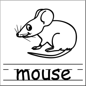 Clip Art: Basic Words: Mouse B&W Labeled