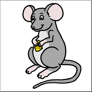 Clip Art: Cartoon Mouse with Cheese Color
