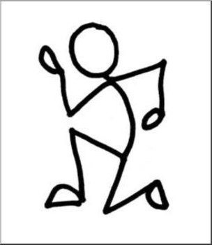 Clip Art: Stick Guy Running B&W