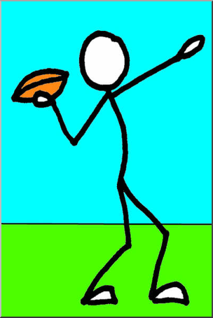 Clip Art: Stick Guy Football Color