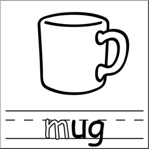 Clip Art: Basic Words: -ug Phonics: Mug B&W