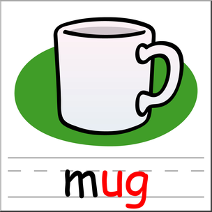 Clip Art: Basic Words: -ug Phonics: Mug Color
