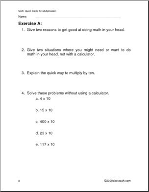 Quick Tricks for Multiplication (elementary) Rules and Practice