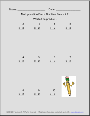 Multiplication Facts Practice Pack