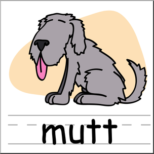 Clip Art: Basic Words: Mutt Color Labeled