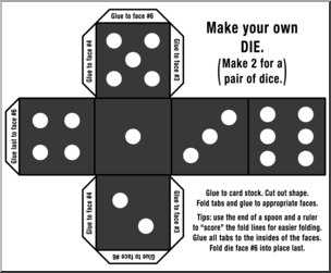 Clip Art: Make Your Own Dice 1 Grayscale