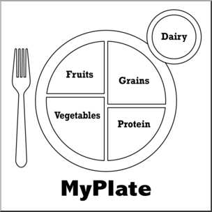 Clip Art: Nutrition: My Plate B&W