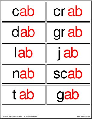 “ab” words’ Word Wall