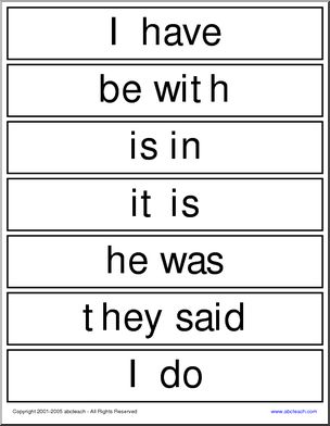 Word Wall:  Sight Word Phrases (set 1)