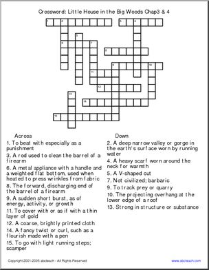 Little House in the Big Woods Ch. 3 & 4 Crossword