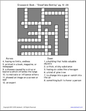 Crossword: Book – “Snowflake Bentley” pg. 13 -28