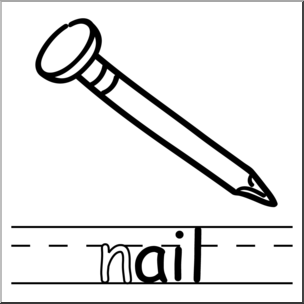 Clip Art: Basic Words: -ail Phonics: Nail B&W