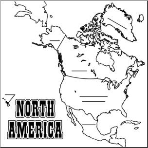 Clip Art: North America Map B&W Unlabeled