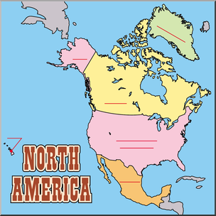Clip Art: North America Map Color Unlabeled