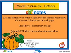 Interactive:Notebook: Word Unscramble -October (PC/Windows version)