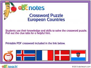 Interactive: Notebook: Crossword: European Countries