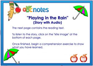 Interactive: Notebook: Reading Comprehension with Audio: Playing in the Rain (prek-1)