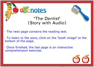 Interactive: Notebook: Reading Comprehension with Audio: At the Dentist (prek-1)