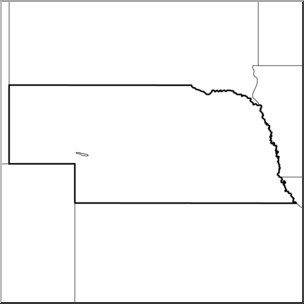 Clip Art: US State Maps: Nebraska B&W