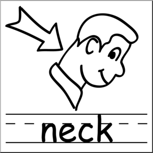 Clip Art: Basic Words: Neck B&W Labeled