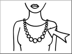 Clip Art: Basic Words: Necklace B&W Unlabeled