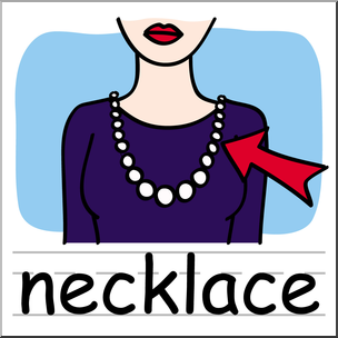Clip Art: Basic Words: Necklace Color Labeled