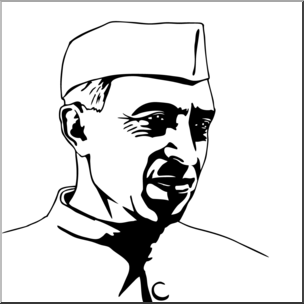 Clip Art: India: Jawaharlal Nehru B&W
